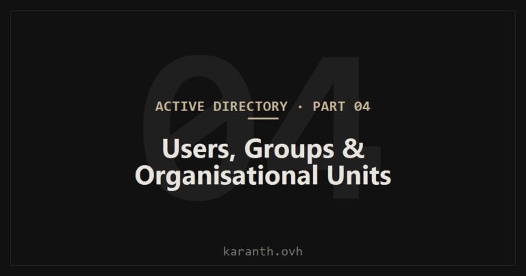 Active Directory — Part 4 — Users, Groups & Organisational Units