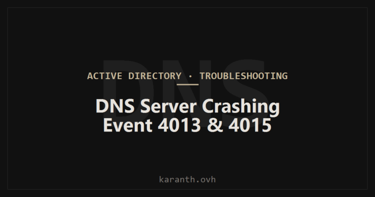 DNS Server Service Crashing or Unresponsive — Event 4013 and 4015
