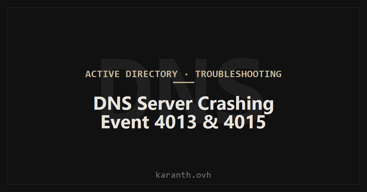 DNS Server Service Crashing or Unresponsive — Event 4013 and 4015